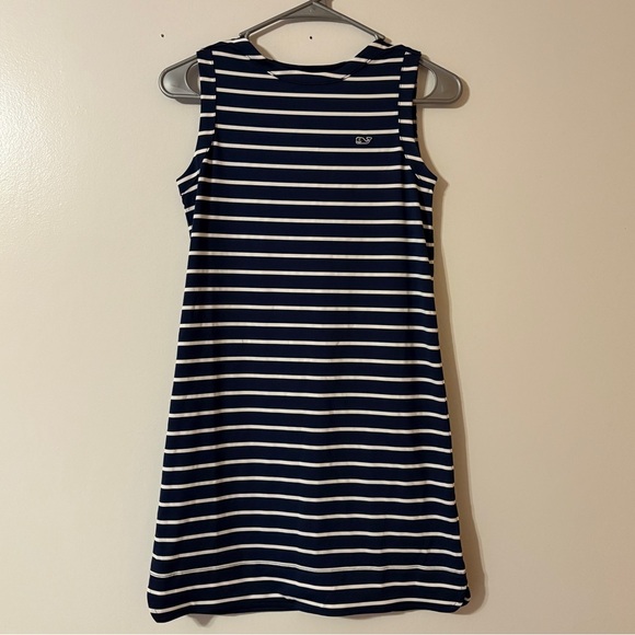 Vineyard Vines Navy and White Striped Sankaty Tank Dress Size Large (14) Girls